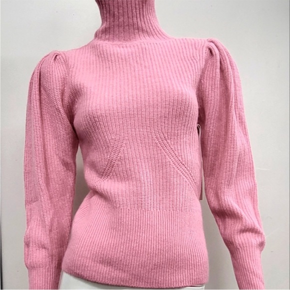 Frame Denim Cashmere & Wool Puff Sleeve Luxury Sweater In Spanish Pink.NWT! Sz L - Picture 7 of 12